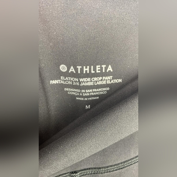 Athleta Pants Womens Medium Black  Wide Legs Sweatpants Cozy Active Sporty‎ crop - Picture 3 of 8